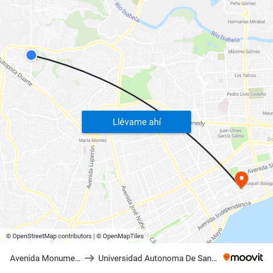 Avenida Monumental, 50 to Universidad Autonoma De Santo Domingo map