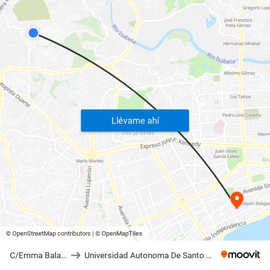 C/Emma Balaguer to Universidad Autonoma De Santo Domingo map