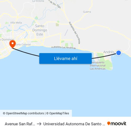 Avenue San Rafael, 9 to Universidad Autonoma De Santo Domingo map