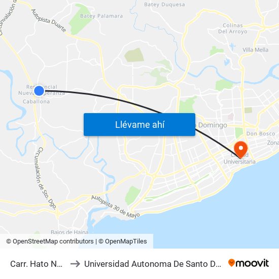 Carr. Hato Nuevo to Universidad Autonoma De Santo Domingo map