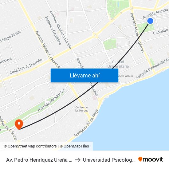 Av. Pedro Henríquez Ureña Prox. C/Felix Maria Del Monte to Universidad Psicología Industrial Dominicana map