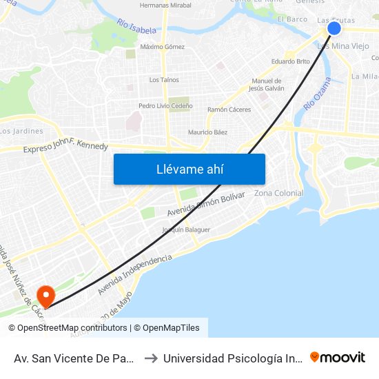 Av. San Vicente De Paúl Prox. C/Lechoza to Universidad Psicología Industrial Dominicana map