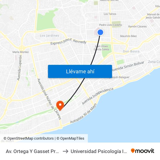 Av. Ortega Y Gasset Prox. C/Mauricio Baez to Universidad Psicología Industrial Dominicana map