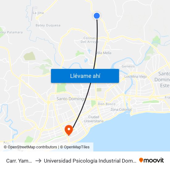 Carr. Yamasá to Universidad Psicología Industrial Dominicana map