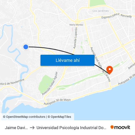 Jaime David, 9 to Universidad Psicología Industrial Dominicana map