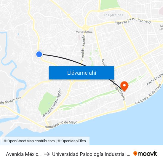 Avenida México, 305 to Universidad Psicología Industrial Dominicana map