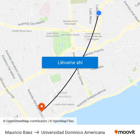 Mauricio Báez to Universidad Dominico Americana map