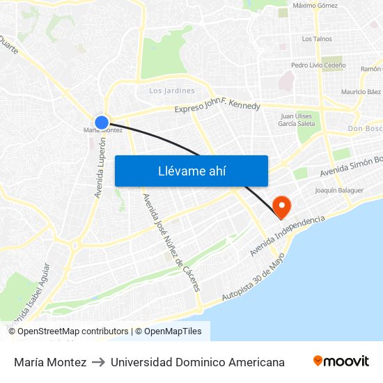 María Montez to Universidad Dominico Americana map