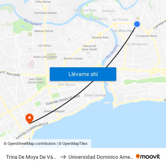 Trina De Moya De Vásquez to Universidad Dominico Americana map