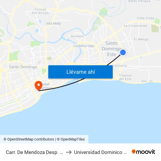 Carr. De Mendoza Desp. C/Primera to Universidad Dominico Americana map