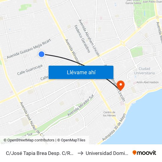 C/José Tapia Brea Desp. C/Rafael Augusto Sánchez to Universidad Dominico Americana map