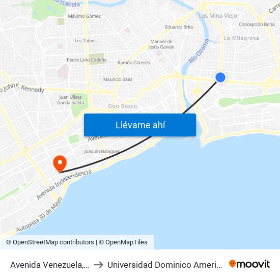 Avenida Venezuela, 16 to Universidad Dominico Americana map