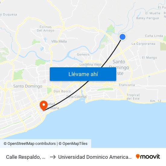 Calle Respaldo, 28 to Universidad Dominico Americana map