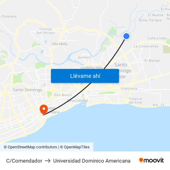 C/Comendador to Universidad Dominico Americana map