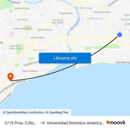 C/19 Prox. C/Roma to Universidad Dominico Americana map