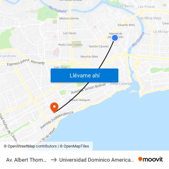 Av. Albert Thomas to Universidad Dominico Americana map