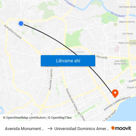 Avenida Monumental, 50 to Universidad Dominico Americana map