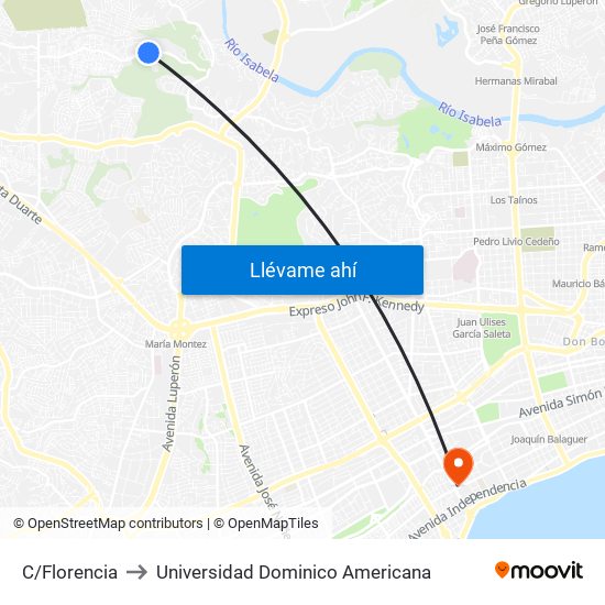 C/Florencia to Universidad Dominico Americana map