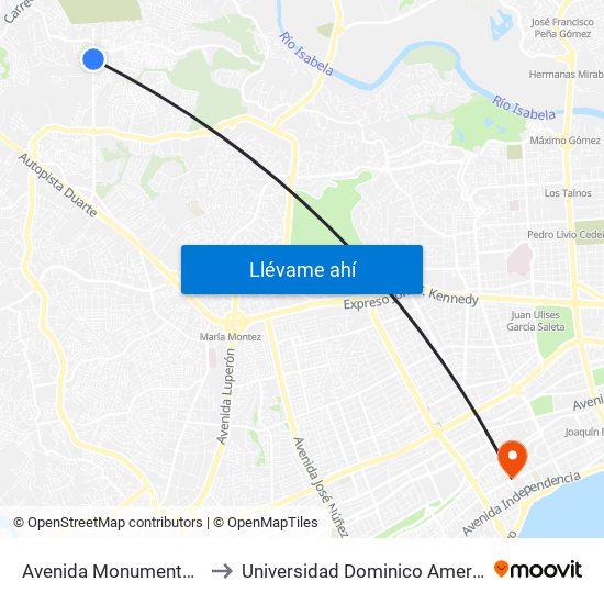 Avenida Monumental, 52 to Universidad Dominico Americana map