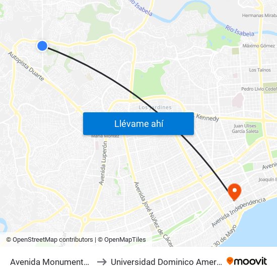 Avenida Monumental, 52 to Universidad Dominico Americana map