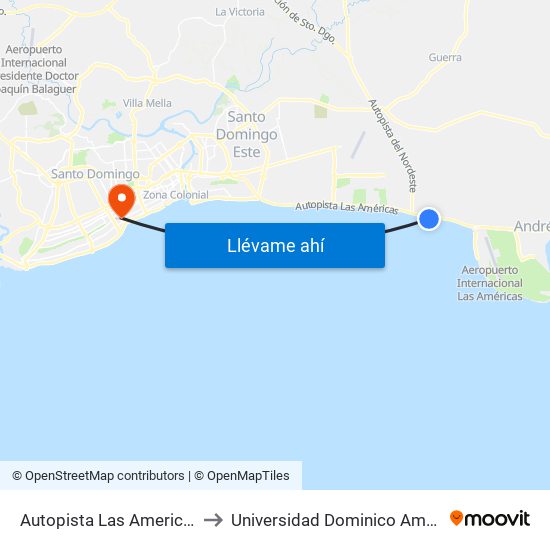 Autopista Las Americas, 22 to Universidad Dominico Americana map