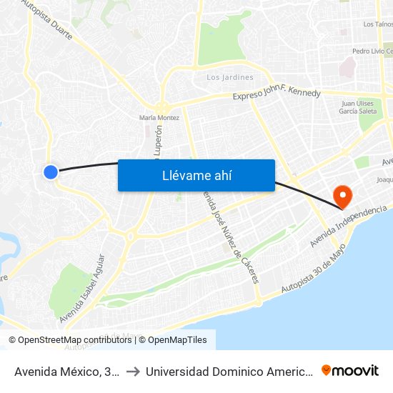 Avenida México, 305 to Universidad Dominico Americana map
