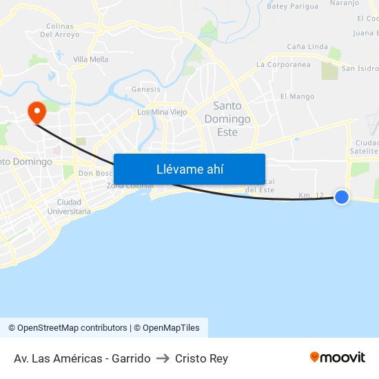 Av. Las Américas - Garrido to Cristo Rey map