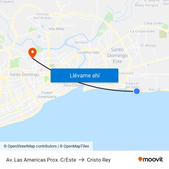 Av. Las Americas Prox. C/Este to Cristo Rey map