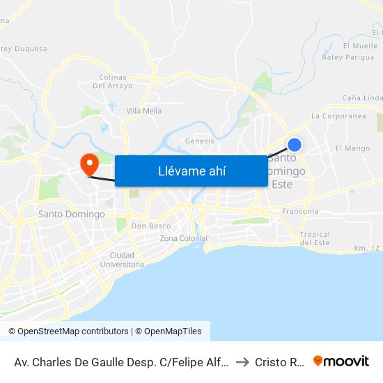 Av. Charles De Gaulle Desp. C/Felipe Alfau to Cristo Rey map