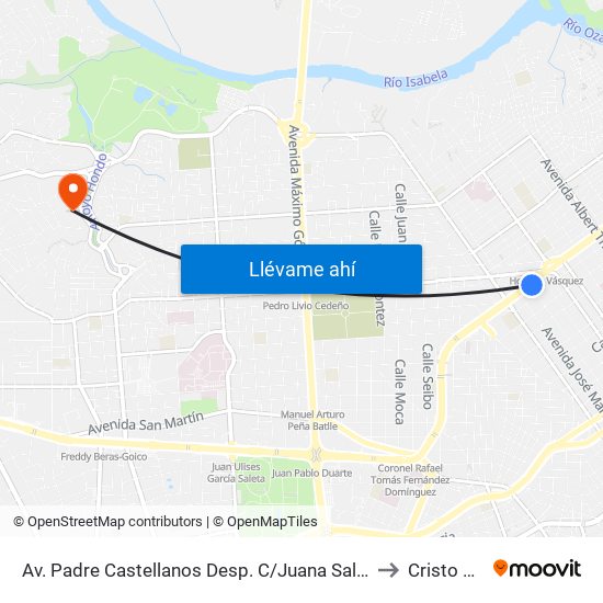 Av. Padre Castellanos Desp. C/Juana Saltitopa to Cristo Rey map