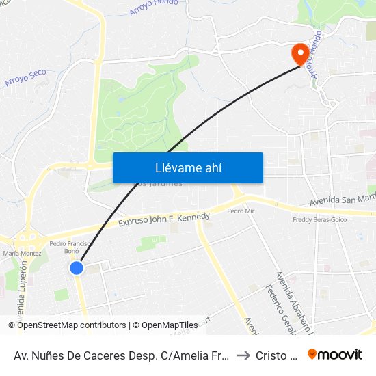 Av. Nuñes De Caceres Desp. C/Amelia Francasci to Cristo Rey map