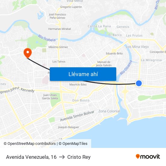 Avenida Venezuela, 16 to Cristo Rey map