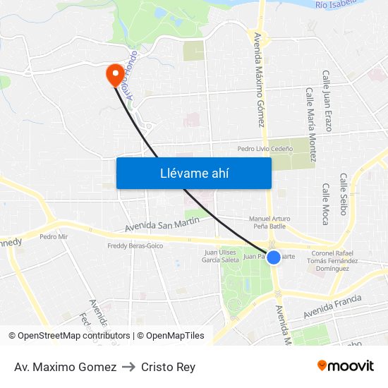 Av. Maximo Gomez to Cristo Rey map