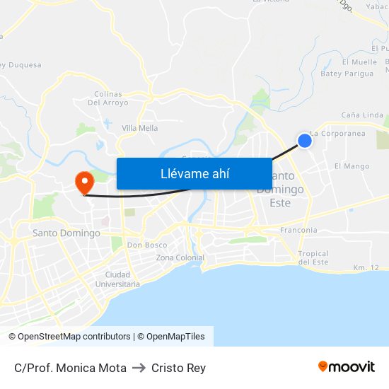 C/Prof. Monica Mota to Cristo Rey map