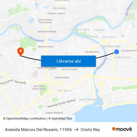 Avenida Marcos Del Rosario, 11906 to Cristo Rey map