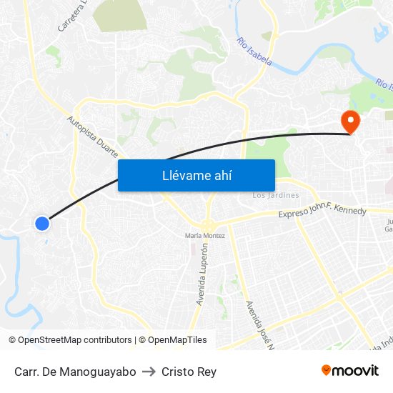 Carr. De Manoguayabo to Cristo Rey map