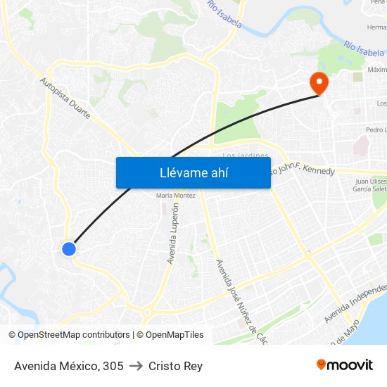 Avenida México, 305 to Cristo Rey map