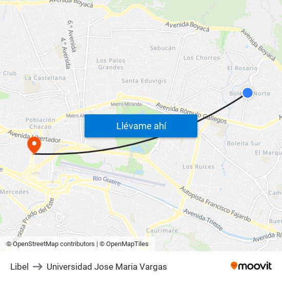 Libel to Universidad Jose Maria Vargas map