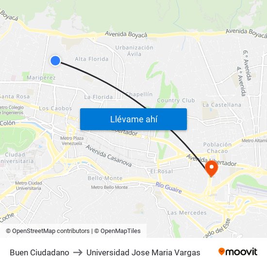 Buen Ciudadano to Universidad Jose Maria Vargas map