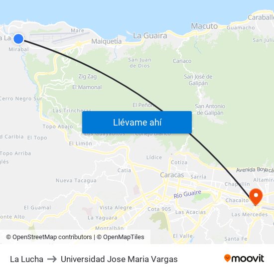 La Lucha to Universidad Jose Maria Vargas map