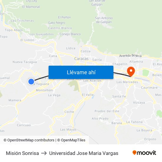 Misión Sonrisa to Universidad Jose Maria Vargas map