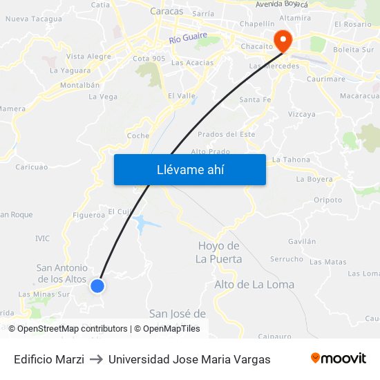 Edificio Marzi to Universidad Jose Maria Vargas map