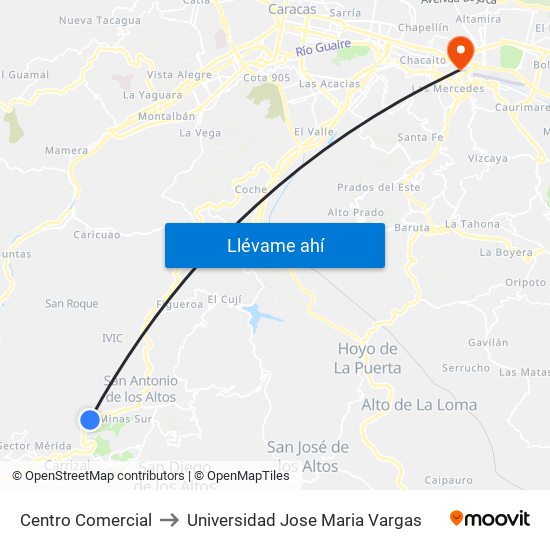 Centro Comercial to Universidad Jose Maria Vargas map