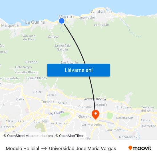 Modulo Policial to Universidad Jose Maria Vargas map