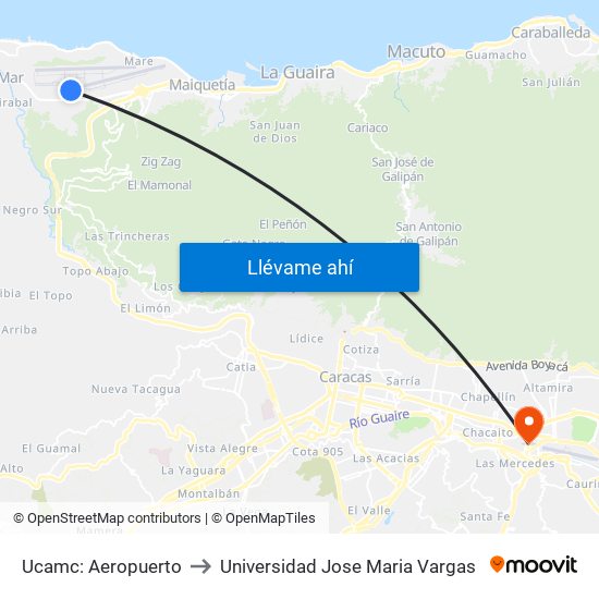 Ucamc: Aeropuerto to Universidad Jose Maria Vargas map