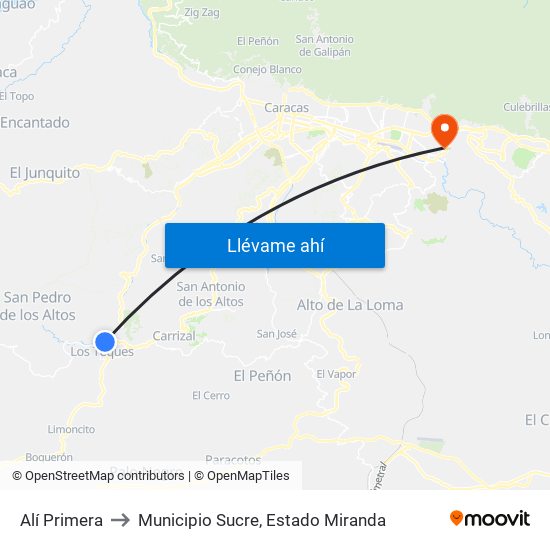 Alí Primera to Municipio Sucre, Estado Miranda map