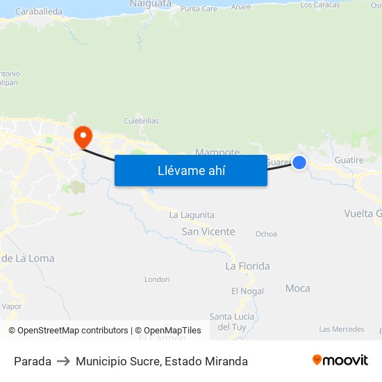 Parada to Municipio Sucre, Estado Miranda map