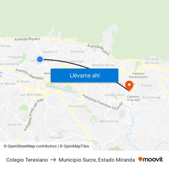 Colegio Teresiano to Municipio Sucre, Estado Miranda map