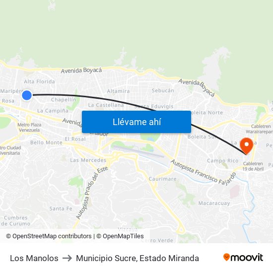 Los Manolos to Municipio Sucre, Estado Miranda map