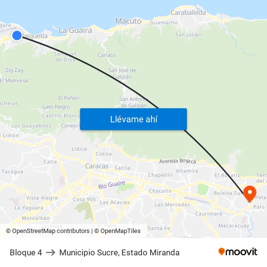 Bloque 4 to Municipio Sucre, Estado Miranda map